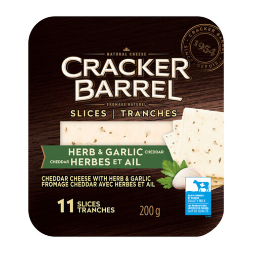 Cracker Barrel Sliced Cheese Cheddar Herb & Garlic 11 Slices 200 g