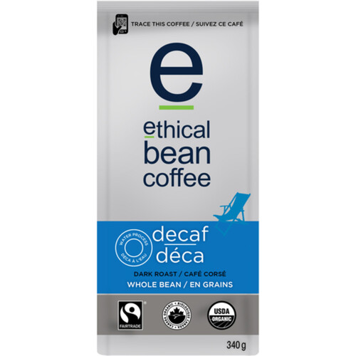 Ethical Bean Organic Whole Bean Coffee Decaf Dark Roast 340 g