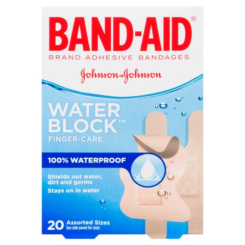 Band-Aid Bandages Water block Finger-Care Assorted Sizes 20 EA