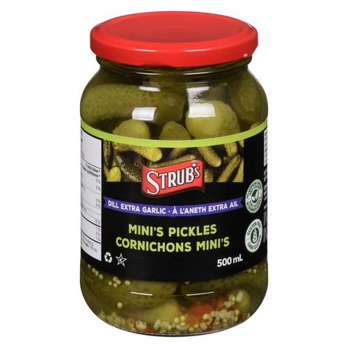 Strub's Mini's Pickles Dill Extra Garlic 500 ml