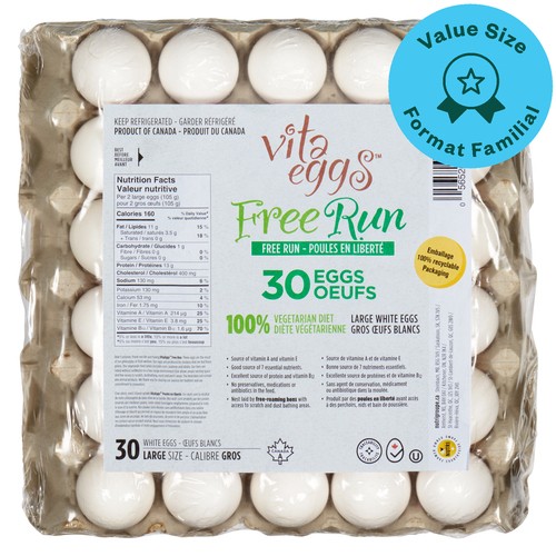 Vita White Eggs Free Run Large Value Size 30 Count