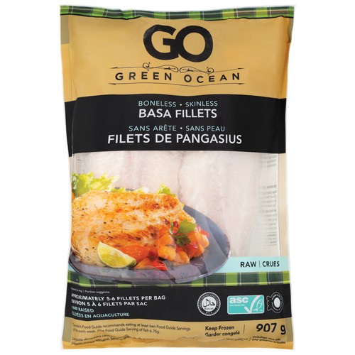 Green Ocean Frozen Fish Fillets Basa Boneless Skinless 907 g