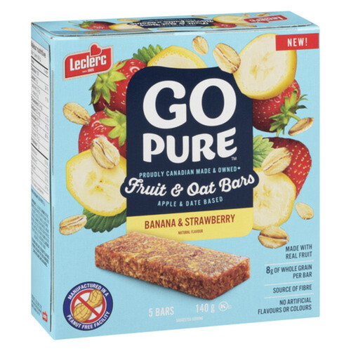 Leclerc GoPure Fruit & Oat Bars Banana & Strawberry 140 g