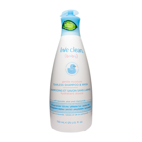 Live Clean Baby Shampoo & Wash Gentle Moisture Tearless 750 ml