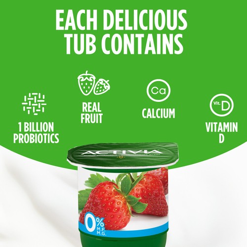 Activia Fat-Free 0% Probiotics Yogurt Vanilla Strawberry Peach Raspberry Value Size 12 x 100 g