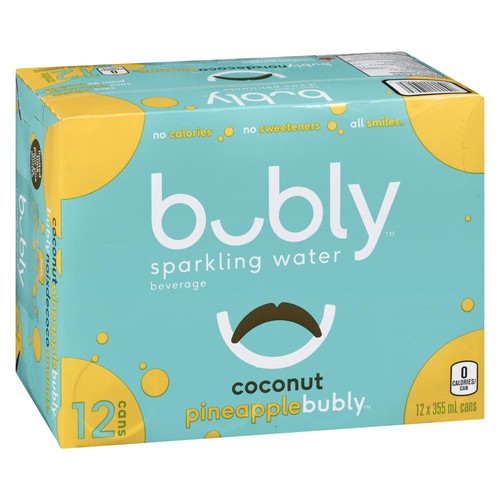 Bubly Sparkling Water Coconut Pineapple 12 x 355 ml (cans)