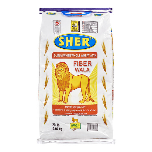Sher Durum White Whole Wheat Atta 9.07 kg