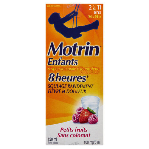 Motrin Dye-Free Ibuprofen Oral Suspension Pain Relief Berry 120 ml