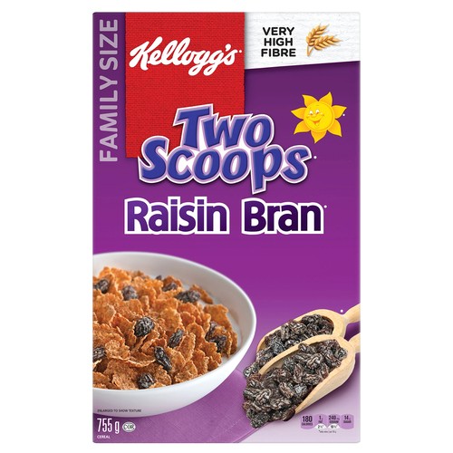 Kellogg's Two Scoops Cereal Raisin Bran 755 g