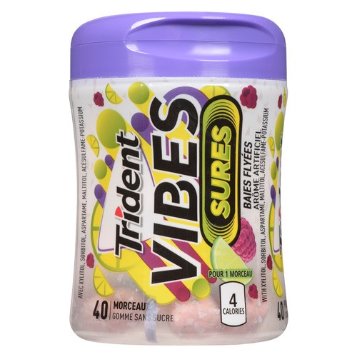 Trident Vibes Sugar-Free Gum Sour Berry Twist 40 Pieces