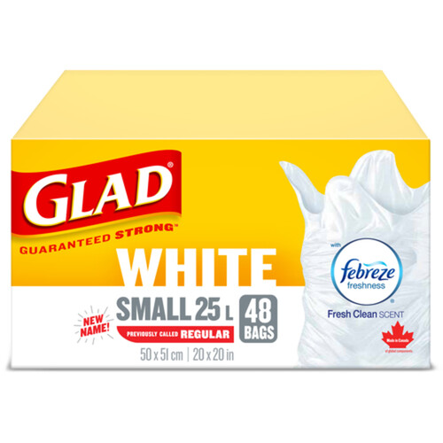 Glad Garbage Bags White Fresh Clean Scent Small 25 L 48 Bags