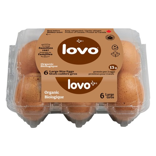 Lovo Organic Brown Eggs Large 6 Count