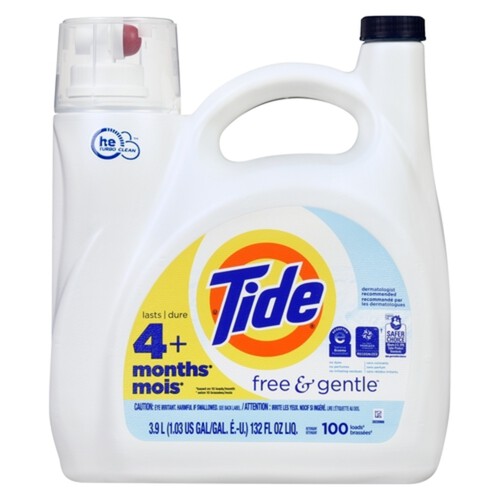 Tide Liquid Laundry Detergent 100 Loads Scent Free 3.9 L