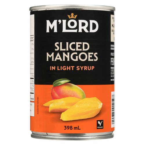 M'Lord Canned Sliced Mangoes In Light Syrup 398 ml