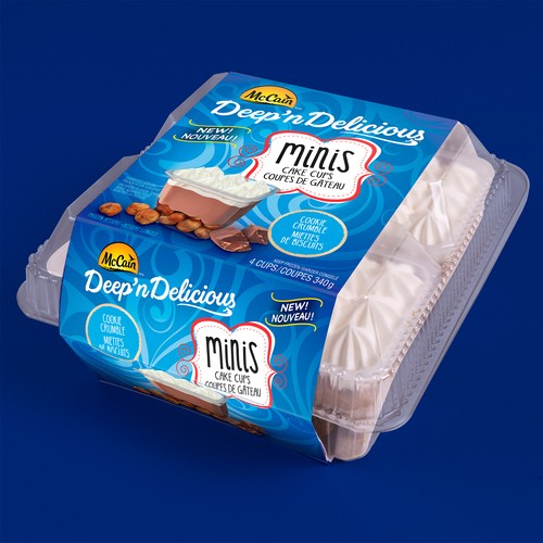 McCain Deep'n Delicious Frozen Minis Cake Cups Cookie Crumble 4 Pack 340 g