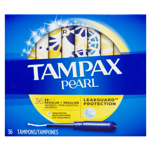 Tampax Pearl Tampons Regular Unscented 36 Count 
