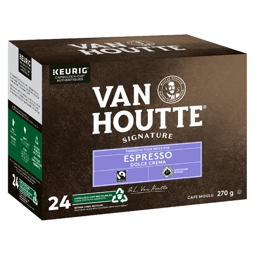 Van Houtte Coffee Pods Espresso Dolce Crema Medium Roast 24 K-Cups 270 g