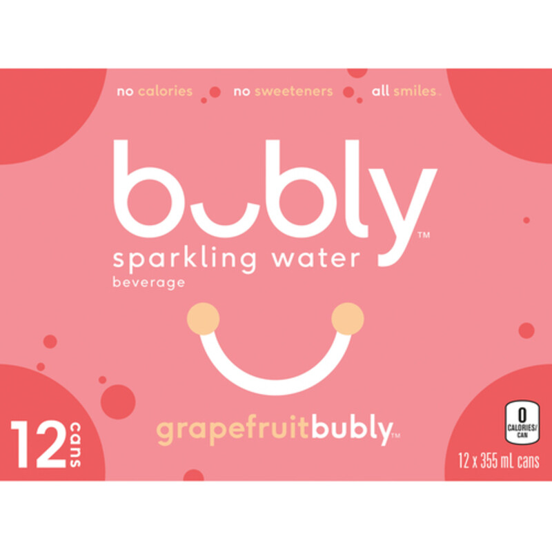 Bubly Sparkling Water Grapefruit 12 x 355 ml (cans) Voilà Online