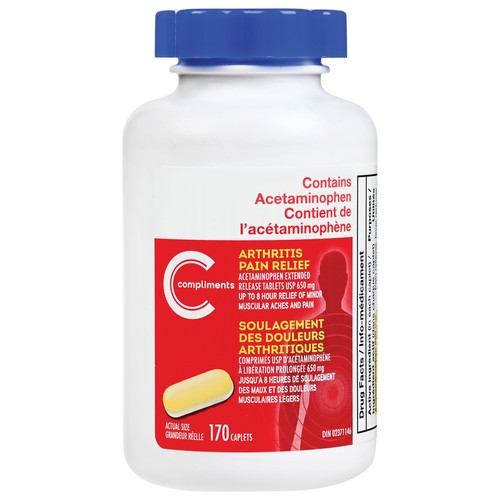 Compliments Arthritis Acetaminophen Extra strength Caplets 170 Count