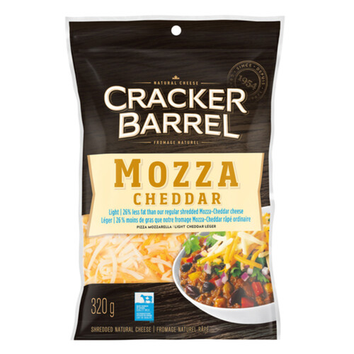 Cracker Barrel Shredded Cheese Light Mozzarella Cheddar 320 g