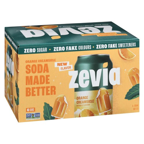 Zevia Sugar-Free Soda Orange Creamsicle 6 x 355 ml (cans)