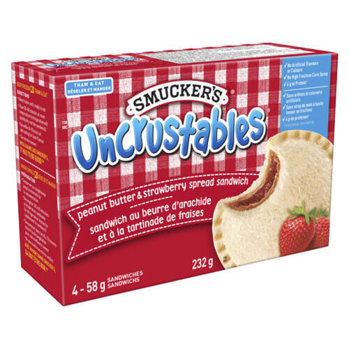 Smucker's Uncrustables Sandwich Peanut Butter And Strawberry Spread 4 x 58 g (frozen)