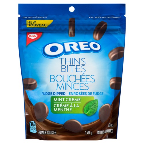 Oreo Cookies Thin Bites Fudged Dipped Mint Cream 170 g