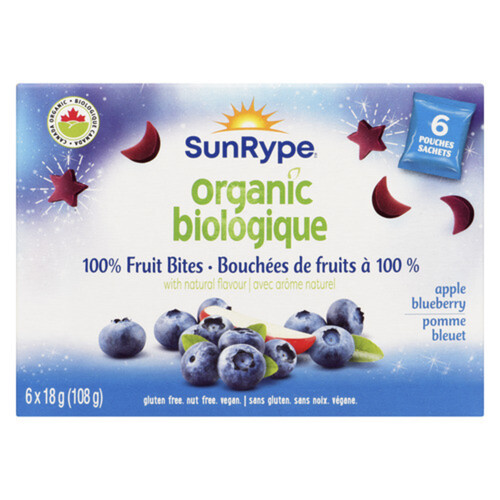 SunRype Organic Fruit Bites Apple Blueberry 6 x 18 g