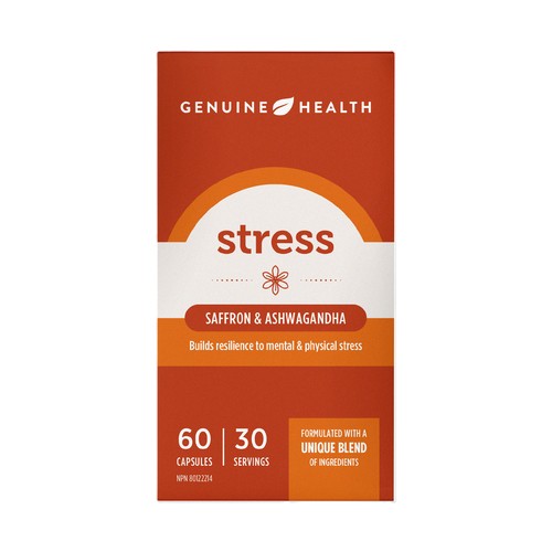 Genuine Health Stress Supplements Saffron And Ashwagandha Capsules 60 Count