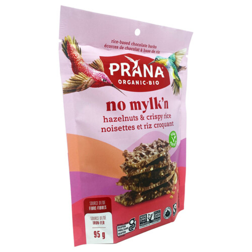 Prana Organic Gluten-Free Chocolate Bark Hazelnuts & Crispy Rice 95 g