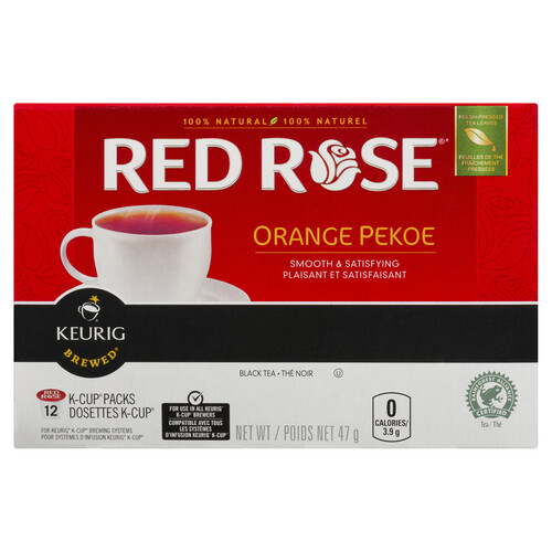 Red Rose Black Tea Orange Pekoe K-Cups Pods 12 Pack