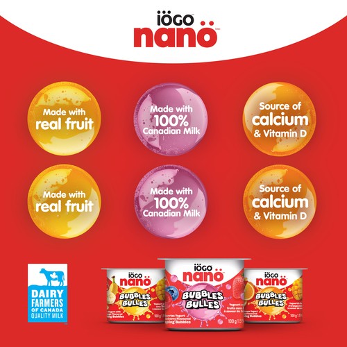 iÖGO nanö Bubbles 1.5% Yogurt Mixed Berries 4 x 100 g