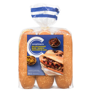 Compliments Sausage Bun Deluxe Sesame Seed 432 g