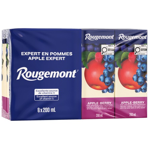 Rougemont Juice Apple Berry Mixed Fruit Boxes 8 x 200 ml
