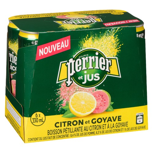 Perrier Sparkling Water Lemon & Guava 6 x 330 ml (cans)