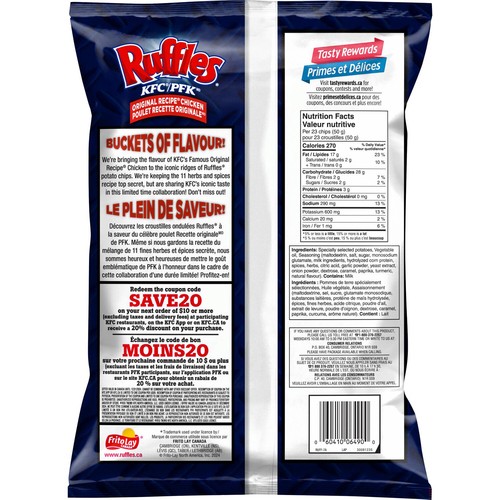 Ruffles KFC Potato Chips Original Recipe Chicken Flavoured 180 g