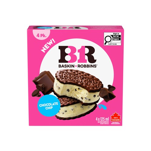 Baskin Robbins Ice Cream Sandwiches Chocolate Chip 4 x 125 ml