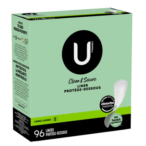 U by Kotex Clean & Secure Panty Liners Long 96 Count