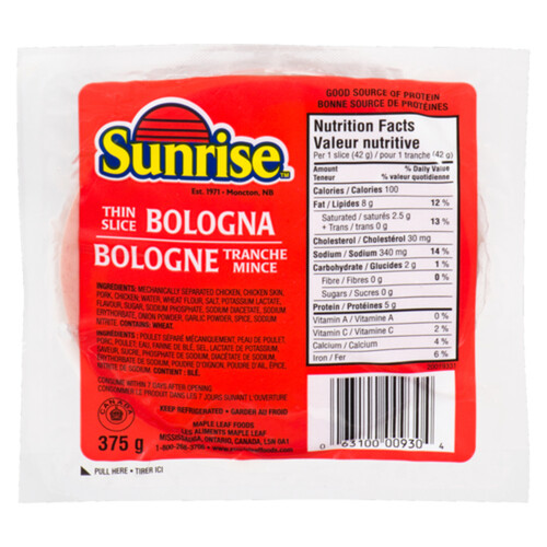 Sunrise Thin Sliced Bologna 375 g