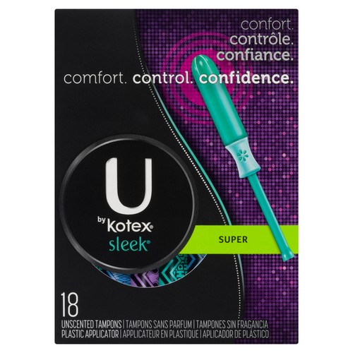 U By Kotex Sleek Super Tampons Unscented 18 Count