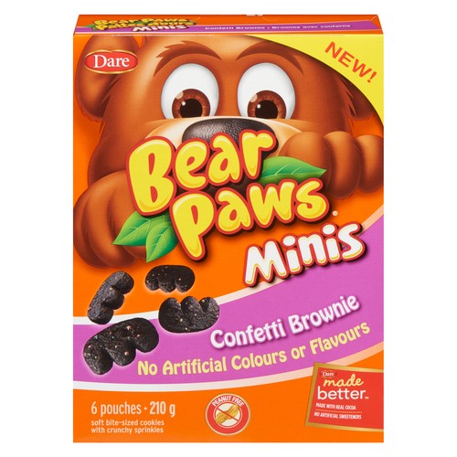 Dare Bear Paws Peanut-Free Minis Cookies Confetti Brownie 210 g