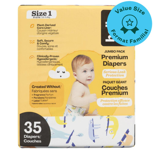 Hello Bello Diapers Sloth Print Jumbo Pack Size 1 35 Count