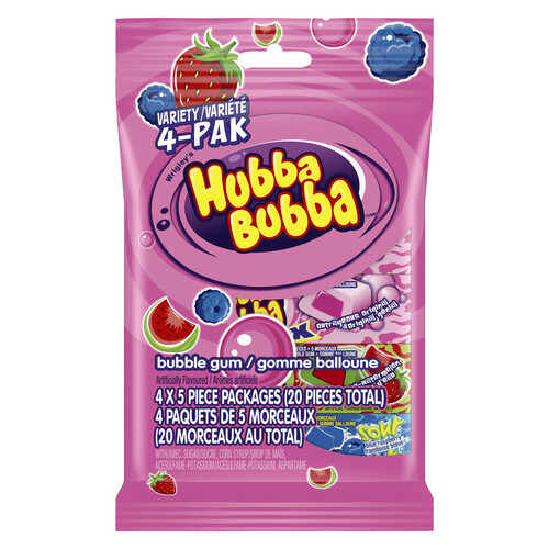 Hubba Bubba Bubble Gum Mixed Fruit Variety Pack 5 Pieces 4 Packs