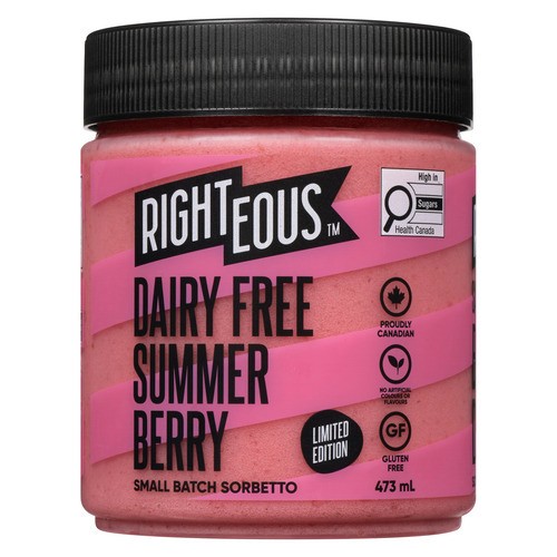 Righteous Gelato Summer Berry Sorbetto (Frozen Dessert) 473 ml