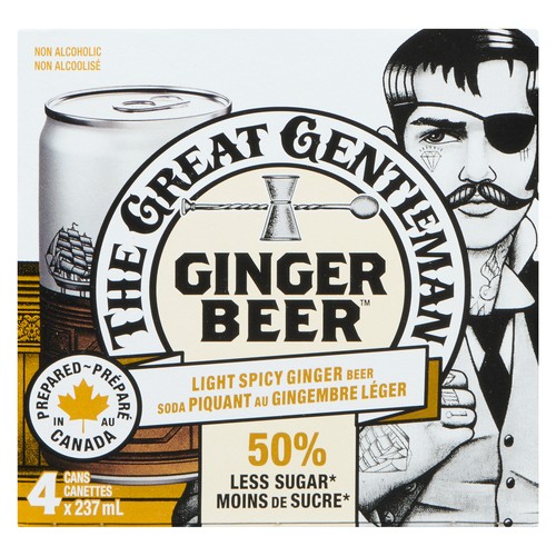 The Great Gentleman Soda Ginger Beer Light Spicy 4 x 237 ml (cans)