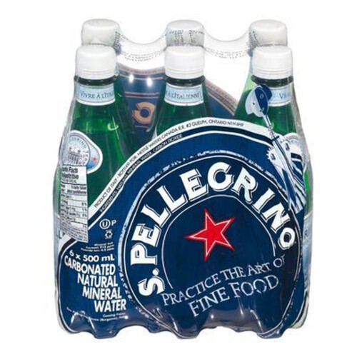 San Pellegrino Water Carbonated 6 x 500 ml (bottles)