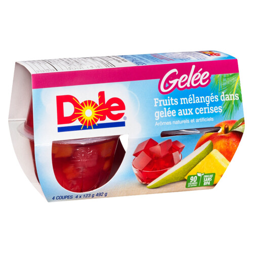 Dole Fruit Cups Mixed Fruit & Cherry In Gel 4 x 123 g