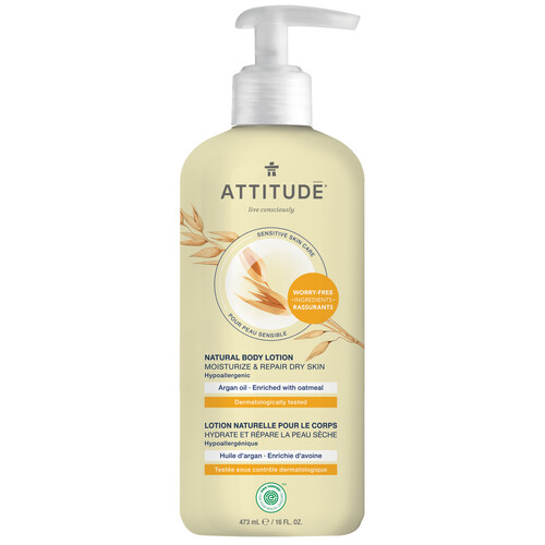 Attitude Sensitive Skin Body Lotion Moisturize & Revitalize Argan 473 ml