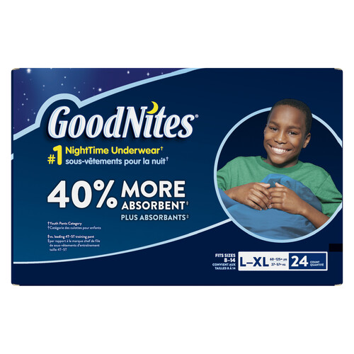 Goodnites Night Time Underwear For Boys Size L/XL 24 Count