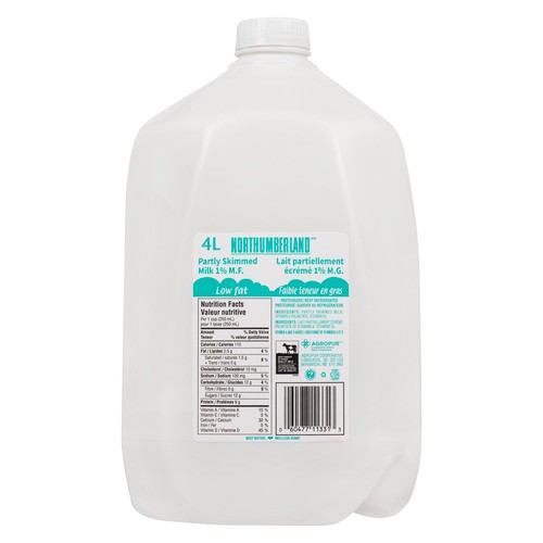 Northumberland 1% Milk Jug Partly Skimmed 4 L